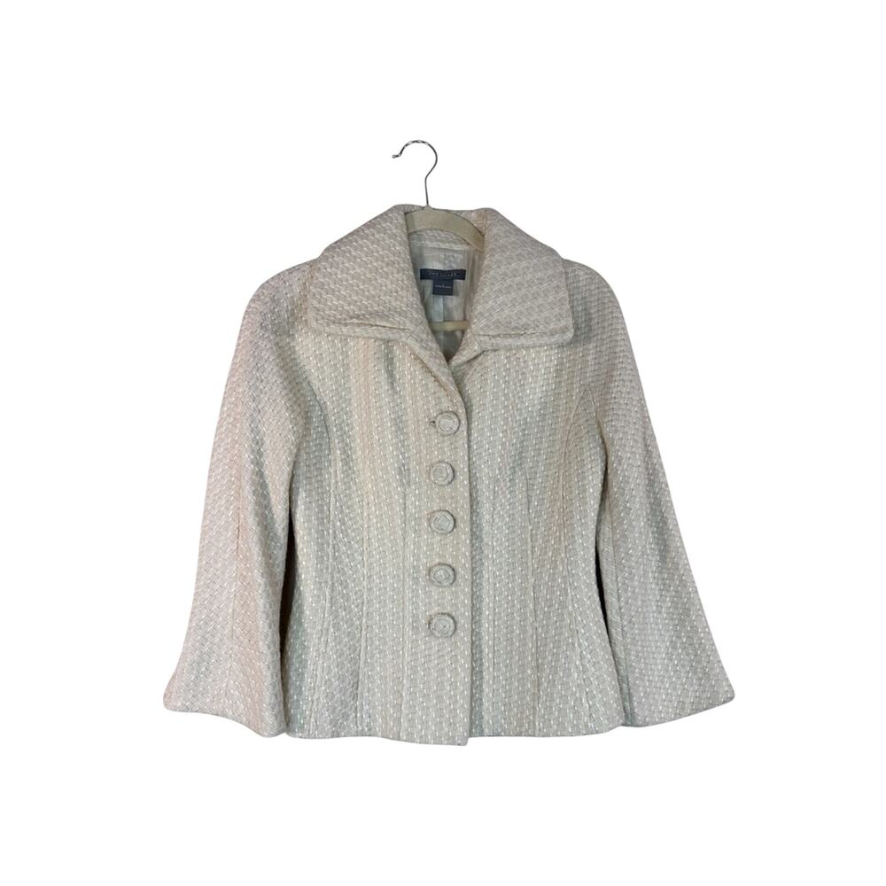 Ann Taylor Cream Wool Blend Blazer Jacket Womens 2 Retro Jackie O Classic Glam